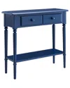 Leick Home Coastal Solid Wood Hall Console Table With Drawer Storage In Blue
