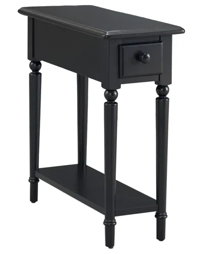 Leick Home Coastal Solid Wood Narrow End Table With Drawer In Black