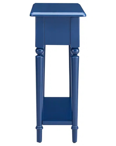Leick Home Coastal Solid Wood Narrow End Table With Drawer In Blue