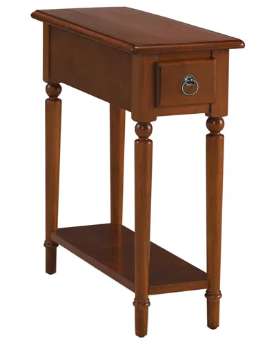 Leick Home Coastal Solid Wood Narrow End Table With Drawer In Brown