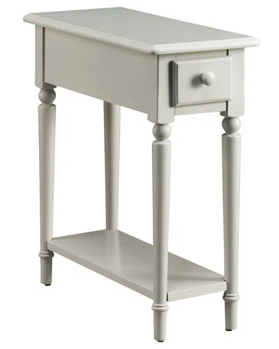 Leick Home Coastal Solid Wood Narrow End Table With Drawer In White