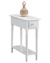 Leick Home Coastal Solid Wood Narrow End Table With Drawer In White