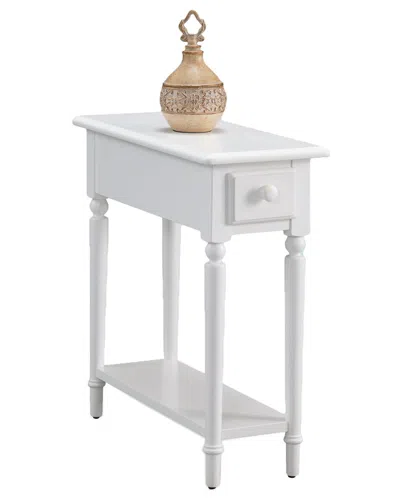 Leick Home Coastal Solid Wood Narrow End Table With Drawer In White