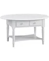 Leick Home Coastal Solid Wood Oval Coffee Table With Shelf In White