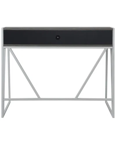 Leick Home Fletcher Contemporary Writing Desk With Shelf In Gray
