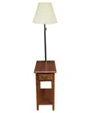 Leick Home Haven Ridge Solid Wood Side Table With Built-in Swing Arm Lamp & Drawer In Brown
