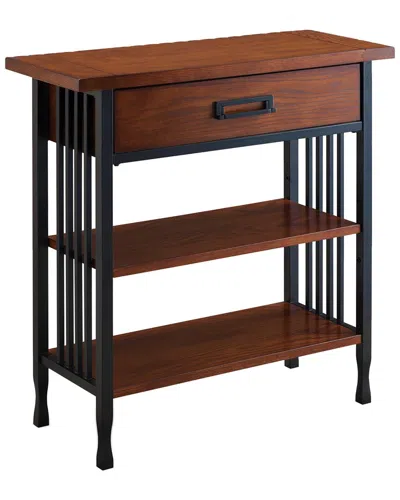 Leick Home Ironcraft Bookcase With Drawer Storage In Brown