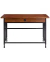 Leick Home Ironcraft Rustic Computer Desk With Drop Front Keyboard Drawer In Brown