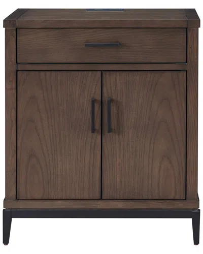 Leick Home Julien Wood Nightstand Table With Usb Charger In Brown