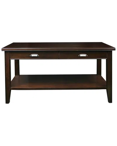 Leick Home Laurent Solid Wood Coffee Table With Drawers & Shelf In Brown