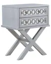 Leick Home Mirrored Diamond Filigree X Base Nightstand Side Table In Gray