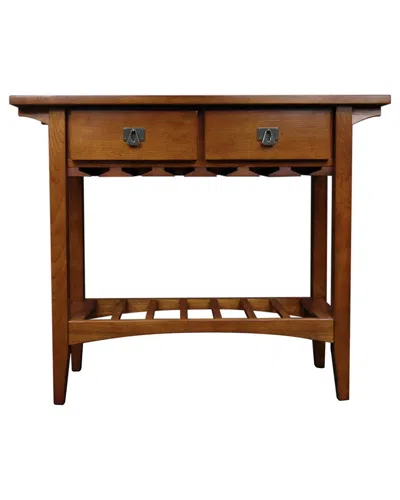 Leick Home Mission 2-drawer Wine Stand With Glass & Bottle Storage In Brown