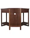 Leick Home Mission Solid Wood Corner Desk With Keyboard Drawer In Brown