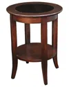 Leick Home Round Glass Top Side Table With Shelf In Brown