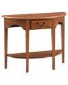Leick Home Salem Demilune Solid Wood Console Table With Drawer & Shelf In Brown