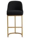 Leick Home Set Of 2 Barrelback Bar Stools With High Density Foam Seat In Black