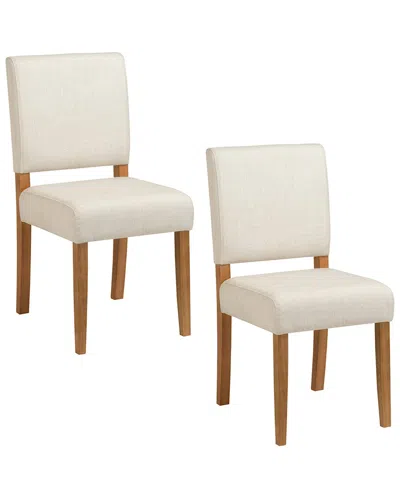 Leick Home Set Of 2 Brax Dining Chair With Upholstered Back & Wood Base In Brown