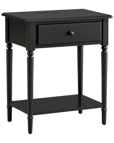 Leick Home Solid Wood Coastal Notions Nightstand With Usb-c Fast Charging  Station In Black