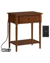 Leick Home Solid Wood Coastal Notions Nightstand With Usb-c Fast Charging Station In Brown