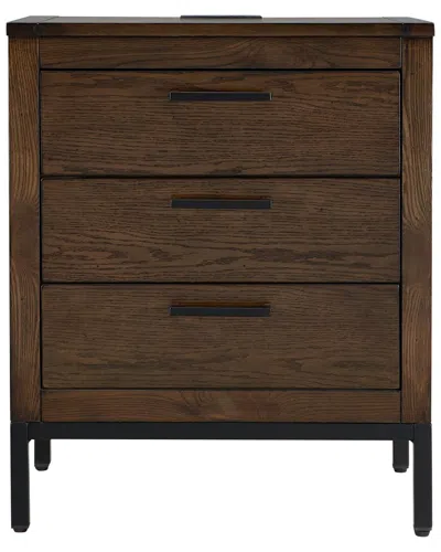 Leick Home Tableau Nightstand With Drawer, Hidden Lower Cabinet & Usb-c Fast  Charging Station In Brown