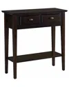 Leick Home Teegan Solid Wood Hall Entryway Console Table With Shelf In Brown