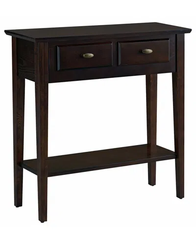 Leick Home Teegan Solid Wood Hall Entryway Console Table With Shelf In Brown