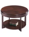 Leick Home Teo Solid Wood Round Coffee Table With Shelf In Brown