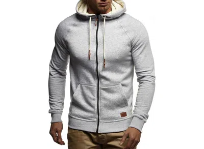 Leif Nelson Men's Full Zipped Slim Fit Sweatshirt Long Sleeve Hoodie Jacket Sweater Ln-8124 M In Grey