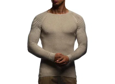Leif Nelson Men's Knit Pullover In Beige