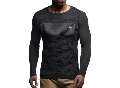 Leif Nelson Men's Knit Pullover, Crew Neck, Long Sleeve In Black
