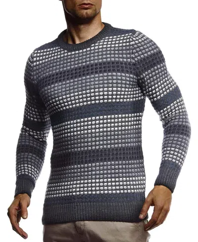 Leif Nelson Men's Stylish Sweater Longsleeve Pullover Sweatshirt Hoodie For Men Slim Fit In Anthracite