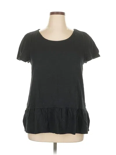 Pre-owned Leifnotes Short Sleeve Top Black Scoop Neck Tops