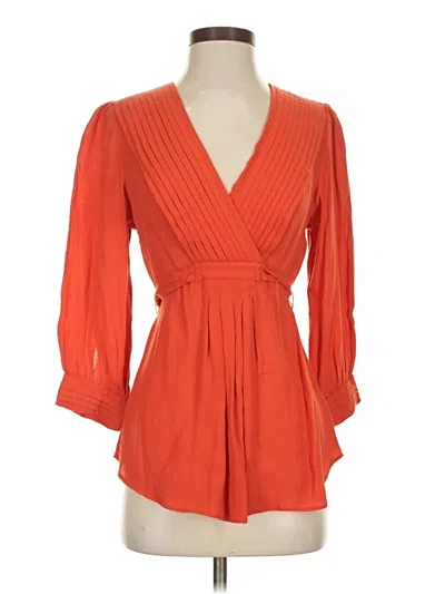 Pre-owned Leifsdottir 3/4 Sleeve Blouse In Orange