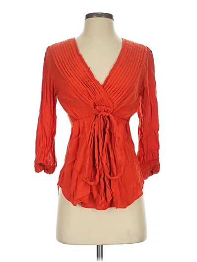 Pre-owned Leifsdottir 3/4 Sleeve Blouse In Orange