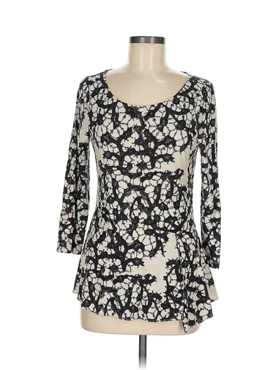 Pre-owned Leifsdottir 3/4 Sleeve Top Tan Sweetheart Neckline Tops In Brown