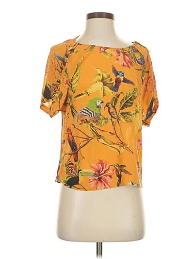Pre-owned Leifsdottir Short Sleeve Blouse In Yellow
