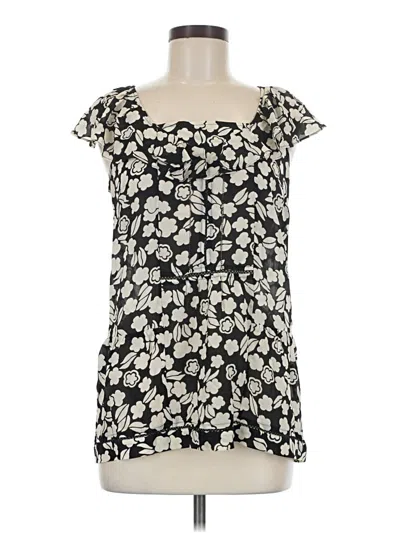 Pre-owned Leifsdottir Short Sleeve Silk Top Black Sweetheart Neckline Tops