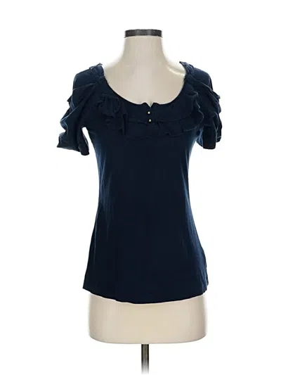 Pre-owned Leifsdottir Short Sleeve Top Blue Sweetheart Neckline Tops