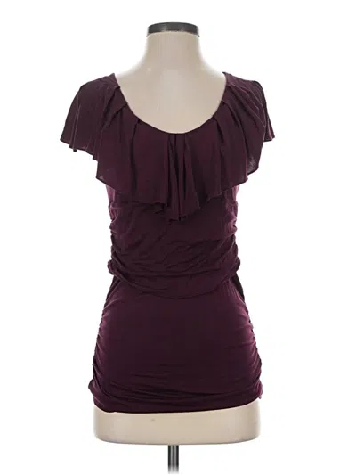 Pre-owned Leifsdottir Short Sleeve Top Burgundy Sweetheart Neckline Tops