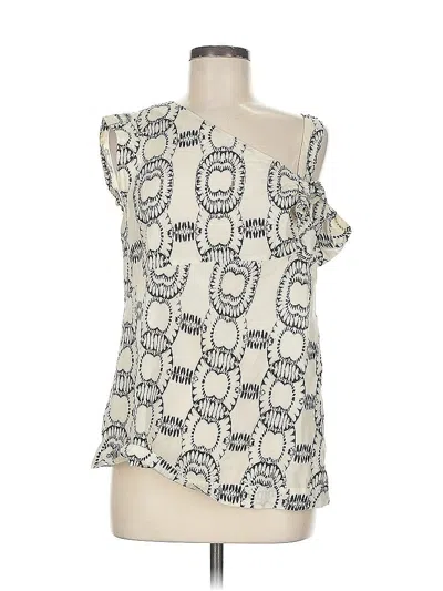 Pre-owned Leifsdottir Short Sleeve Top Ivory One Shoulder Neckline Tops In White