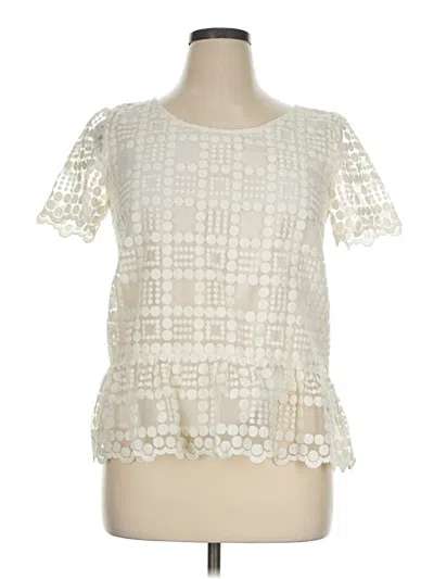 Pre-owned Leifsdottir Short Sleeve Top Ivory Square Neckline Tops