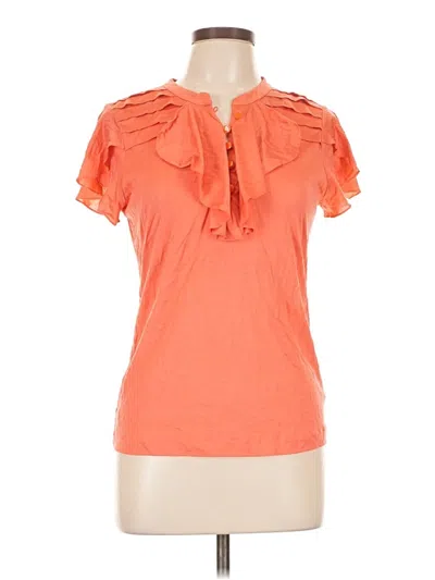 Pre-owned Leifsdottir Short Sleeve Top Orange Ruffles Neckline Tops