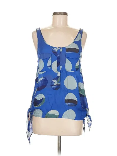 Pre-owned Leifsdottir Sleeveless Silk Top Blue Halter Neckline Tops