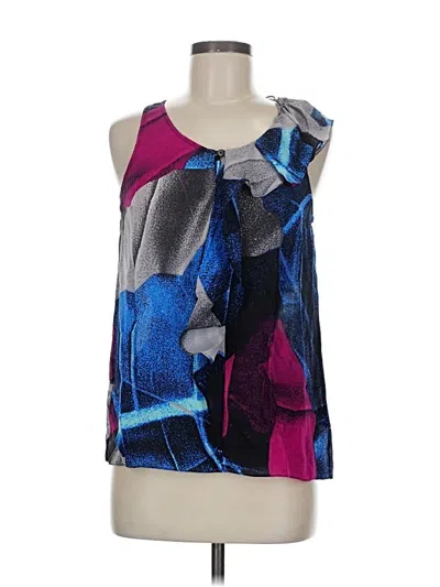 Pre-owned Leifsdottir Sleeveless Silk Top Blue Halter Neckline Tops