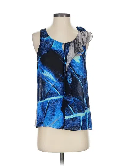 Pre-owned Leifsdottir Sleeveless Silk Top Blue One Shoulder Neckline Tops