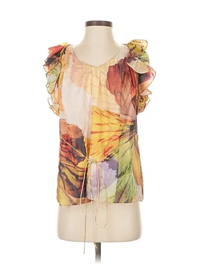 Pre-owned Leifsdottir Sleeveless Silk Top Gold Halter Neckline Tops