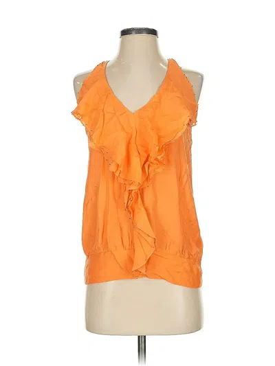 Pre-owned Leifsdottir Sleeveless Silk Top Orange Halter Neckline Tops