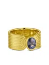 Leigh Maxwell 18k Yellow Gold Ridged Sapphire Ring In Gold