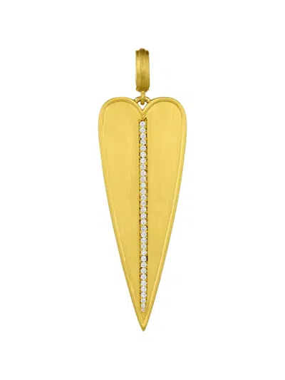 Leigh Maxwell Skinny Heart Diamond Pendant In Gold