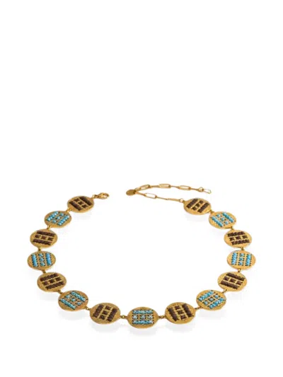 L'eight Studio Embroidered Medallion Choker In Gold